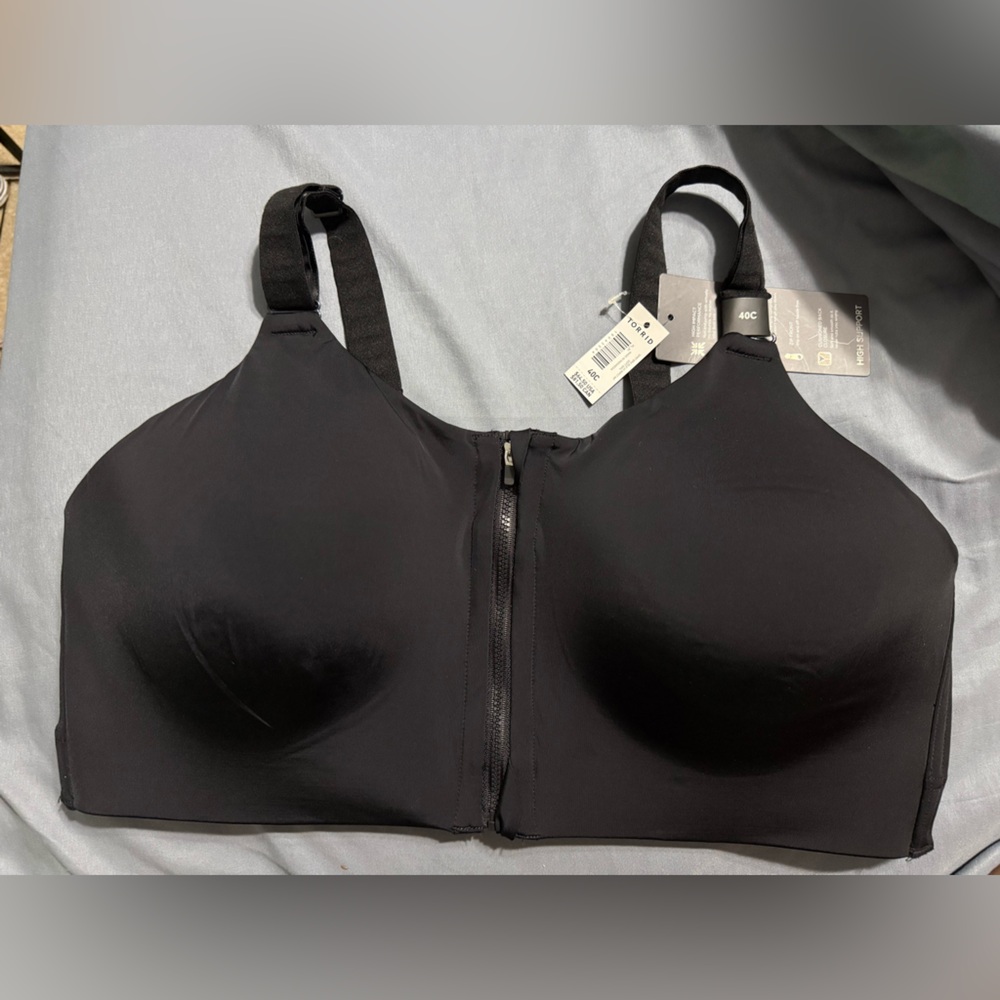 Torrid Black Zip Front Sports Bra